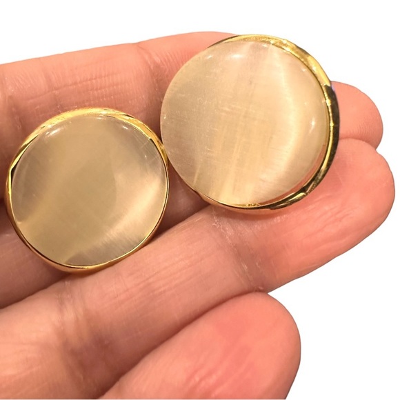 Opal Gold Plated Earrings Large Studs - Picture 6 of 9